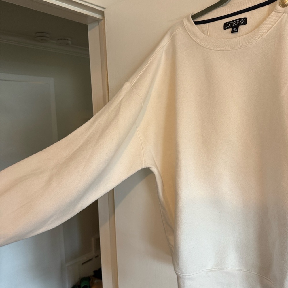 J. Crew Cream Sweatshirt with Button Details - Picture 4 of 7